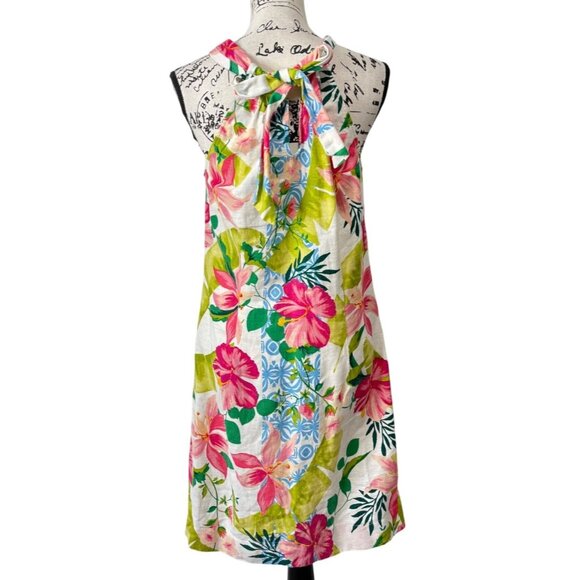 Tommy Bahama Lava Actually Linen-Blend Halter Dress Tropical Sundress Size M - Picture 3 of 9